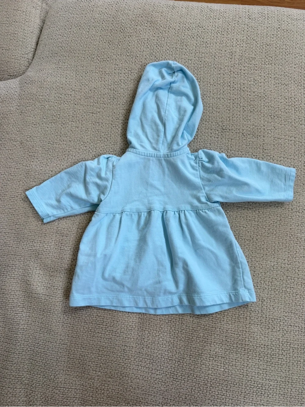 Light Blue Hooded Baby Outfit with Floral Leggings